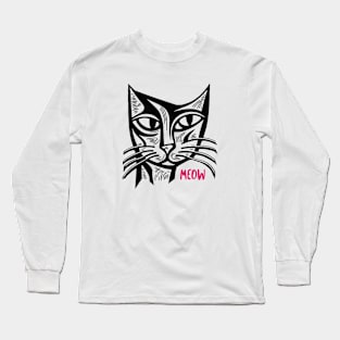 Artsy Cat Design Meow for Cat Lover Long Sleeve T-Shirt